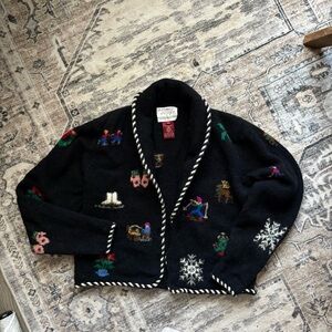 Vintage Susan Bristol wool knit winter wonderland cardigan sweater size M